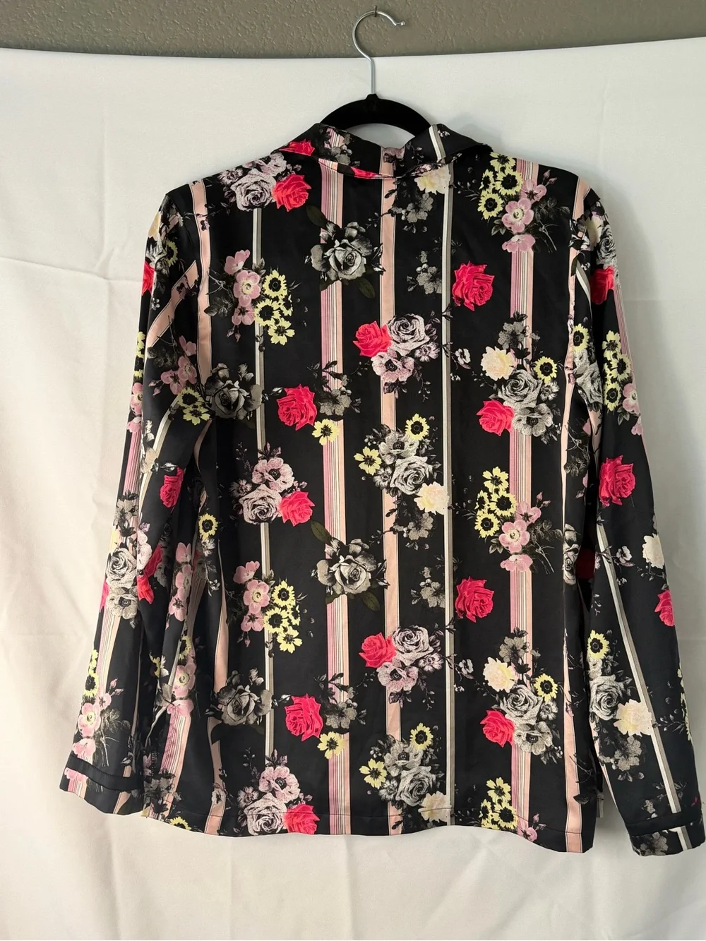 Vintage Victoria Secret Floral Striped Satin Pajama Set